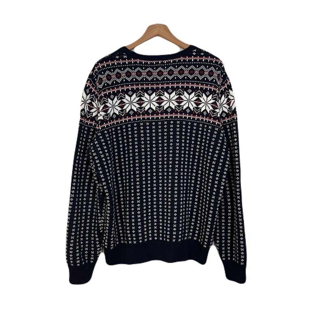 J. Crew Fair Isle Crewneck‎ Sweater Men's XL Blue Knit Cotton Nordic Cozy Preppy - Picture 2 of 5